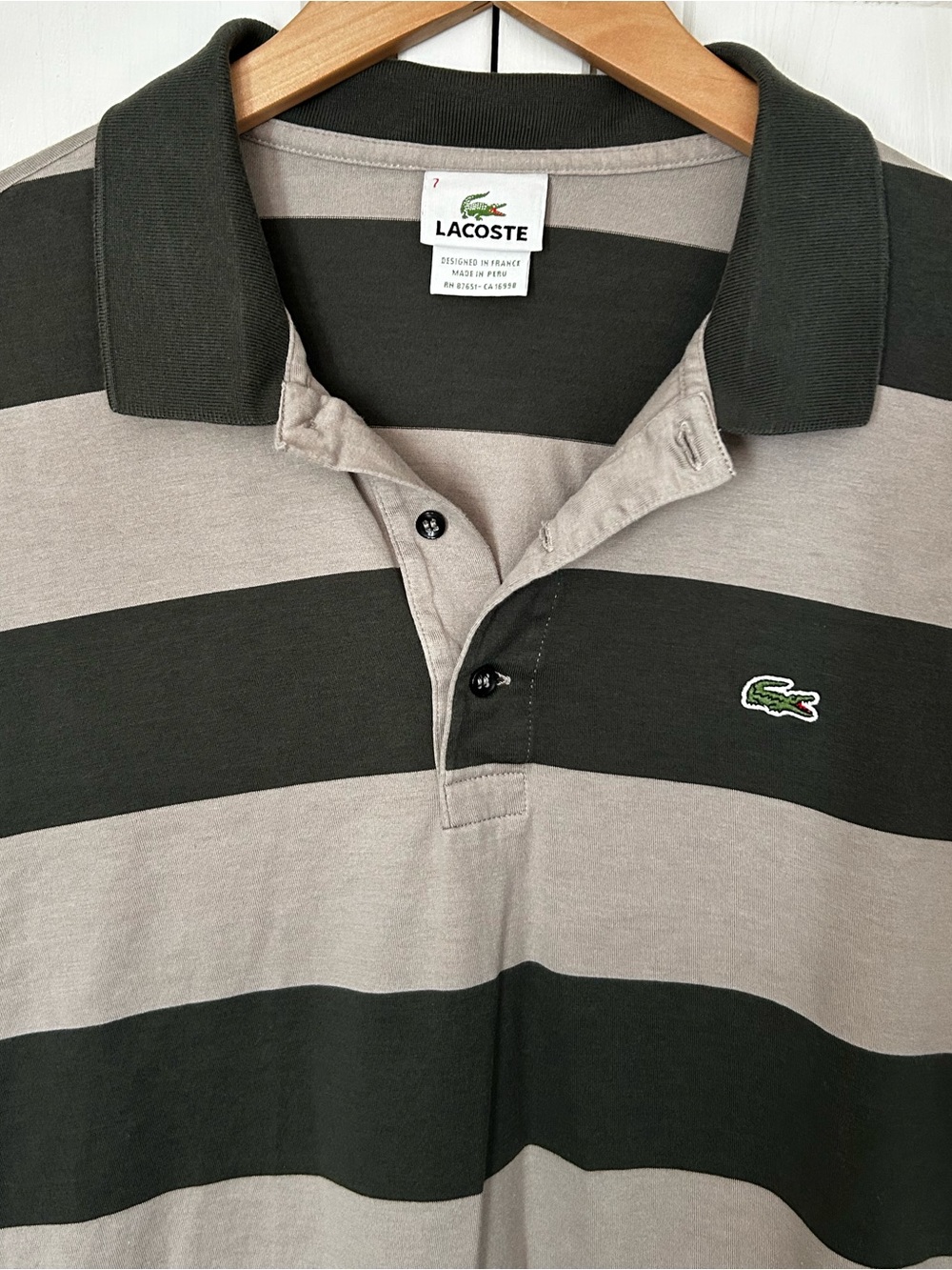 Lacoste Men’s Size 7 XL Long Sleeve Lightweight Bold Stripe Polo Tee